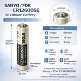 Battery Model Sanyo / Fdk Cr12600se,fdk 3v, 1500 Mah - 4.5wh CR12600SE BB Generic