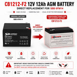 SBB 6FM14 Replacement Battery 12V 12Ah AGM SLA F2 Terminal Sealed Lead Acid CB Generic