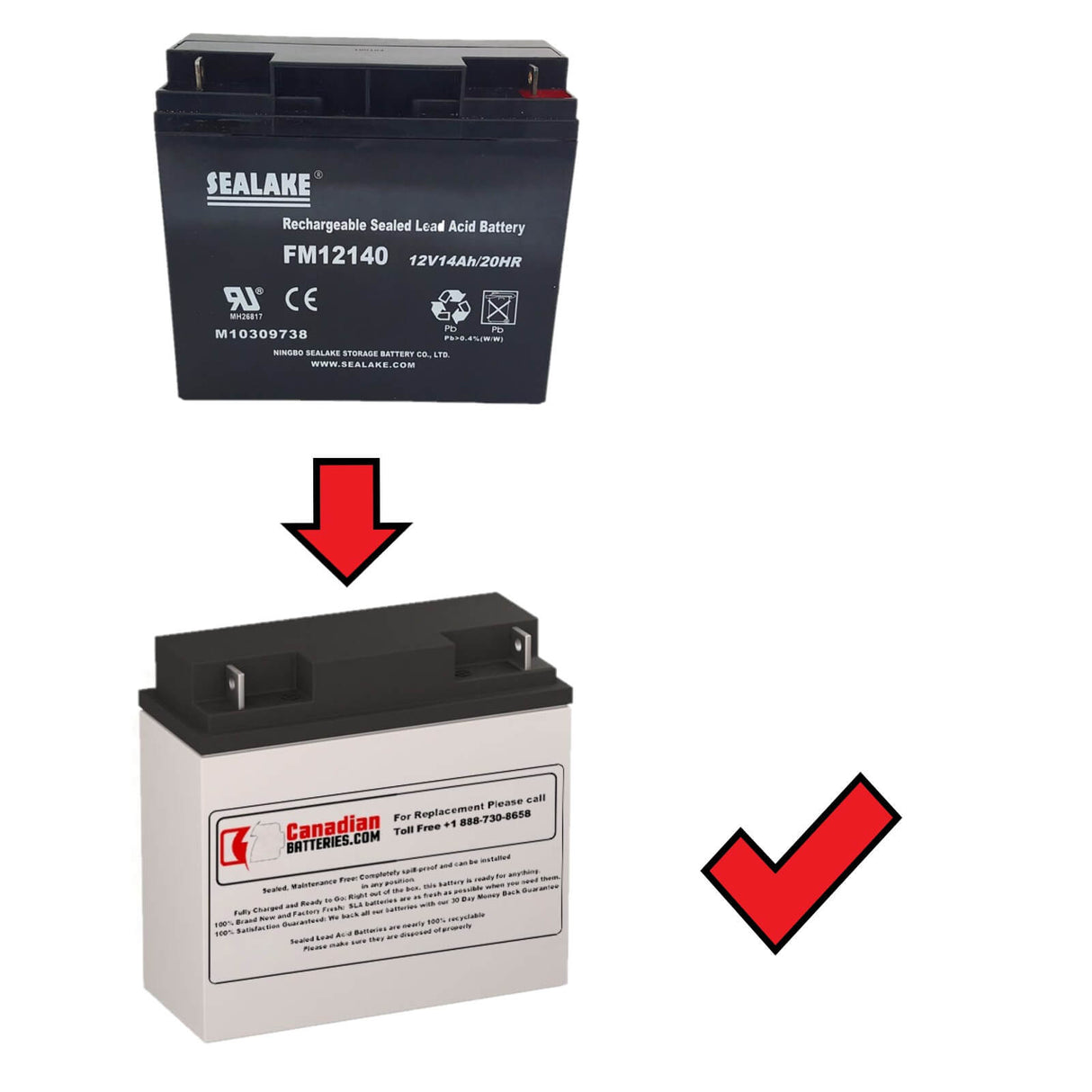 12V, 18Ah, replacement battery for Sealake FM12140 with NB terminals Sealed Lead Acid CB Generic