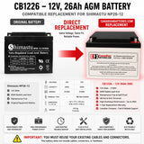 Shimastu NP26-12 Replacement Battery 12V 26Ah AGM 312Wh