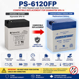 Batterie de remplacement 6V, 14Ah pour Sigmastek Sp6-14 avec bornes F2 / F1 