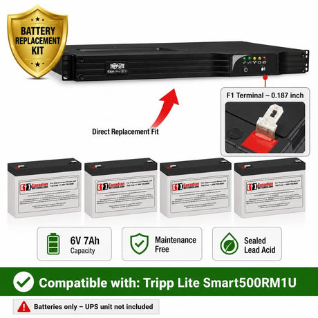 Batteries For Tripp Lite Smart500rm1u UPS, 4 X 6v, 7ah - 42wh UPS Batteries CB Range