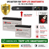 Tripp Lite Smart500rt1u UPS Battery Replacement Kit 2 Pack 6V 7Ah AGM UPS Batteries CB Range