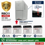 APC SU3000INET UPS Replacement Battery Kit RBC11 12V 18Ah 4 Pack UPS Batteries CB Range
