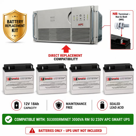 APC SU3000RMINET RBC11 Replacement Battery Kit 12V 18Ah 4 Pack UPS Batteries CB Range