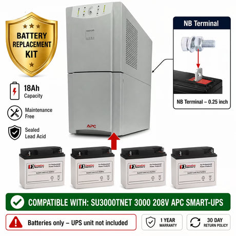 APC SU3000TNET RBC11 Replacement Battery Kit 12V 18Ah 4 Pack UPS Batteries CB Range