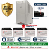 APC SU3000X177 UPS Battery Replacement RBC11 12V 18Ah 4 Pack UPS Batteries CB Range