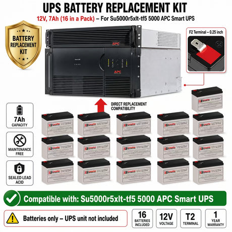 APC SU5000R5XLT-TF5 RBC105 Replacement Battery Kit 16x 12V 7Ah UPS Batteries CB Range
