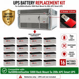 APC SU5000RMT5UXFMR RBC105 Replacement Battery Kit 16x 12V 7Ah UPS Batteries CB Range