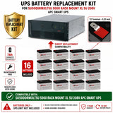 APC SU5000RMXLT5U RBC105 Replacement Battery Kit 16x 12V 7Ah UPS Batteries CB Range