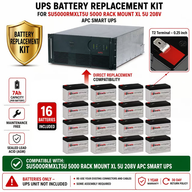 APC SU5000RMXLT5U RBC105 Replacement Battery Kit 16x 12V 7Ah UPS Batteries CB Range