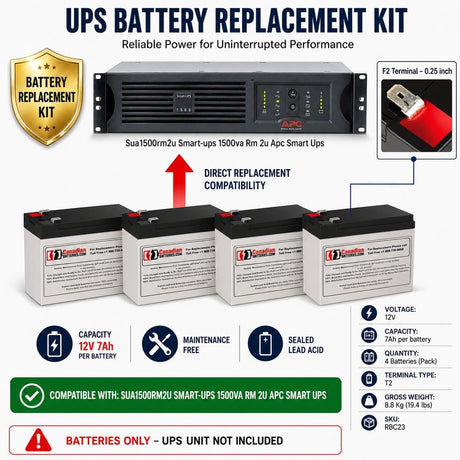 Sua1500rm2u Smart-UPS 1500va Rm 2u Apc Smart UPS Battery, 4 x 12V 7ah UPS Batteries CB Range