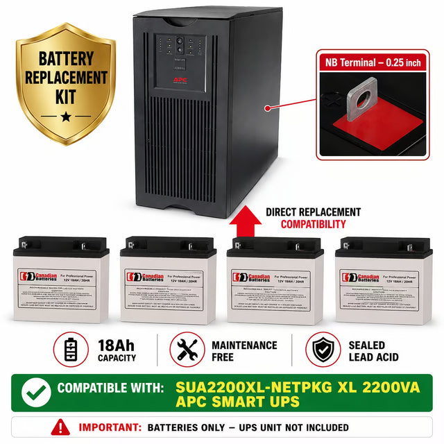 APC SUA2200XL-NETPKG RBC11 Replacement Battery Kit 4x 12V 18Ah UPS Batteries CB Range
