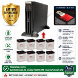 RBC43 Replacement Battery Kit for APC Sum1500rmxl2u UPS | 8 x 12V 5Ah AGM UPS Batteries CB Range