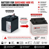 APC Suvs1400 1400 Vs Replacement Battery Kit RBC7 2x 12V 18Ah UPS Batteries CB Range