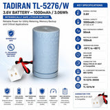 Tadiran Battery Tl-5276/w 3.6v, 1000 Mah - 3.06wh, Intrinsically Safe Tadiran Batteries Tadiran Batteries
