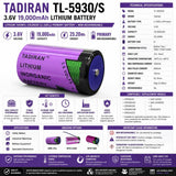Tadiran Tl-5930/s 3.6v D Size 19ah Lithium Battery Replaces Lsh20 & Ls33600 3.6v - Non Rechargeable Tadiran Batteries Tadiran Batteries Bare Cell