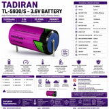 Tadiran Tl-5930/s 3.6v D Size 19ah Lithium Battery Replaces Lsh20 & Ls33600 3.6v - Non Rechargeable Tadiran Batteries Tadiran Batteries With Tabs