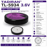 Tadiran Battery Model Tl-5934 3.6v, 1000 Mah - 3.6wh Tadiran Batteries Tadiran Batteries