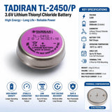 Tadiran Battery Model Tl-2450 (Replaces TL-5186) 3.6v, 350 Mah - 1.26wh Tadiran Batteries Tadiran Batteries