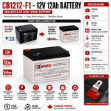 12V, 12Ah, replacement battery for Tn Power Tn12-10 with F1 terminals Sealed Lead Acid CB Generic