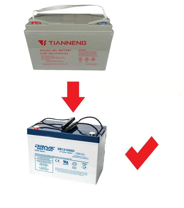 12V, 100Ah, replacement battery for Tian neng 6-EVF-100 with M8 Insert terminals Sealed Lead Acid CB Generic