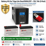 Tripp Lite Omni1500LCDT Replacement Battery Kit 12V 7Ah 2-Pack UPS Batteries CB Range Standard (12V 7ah)