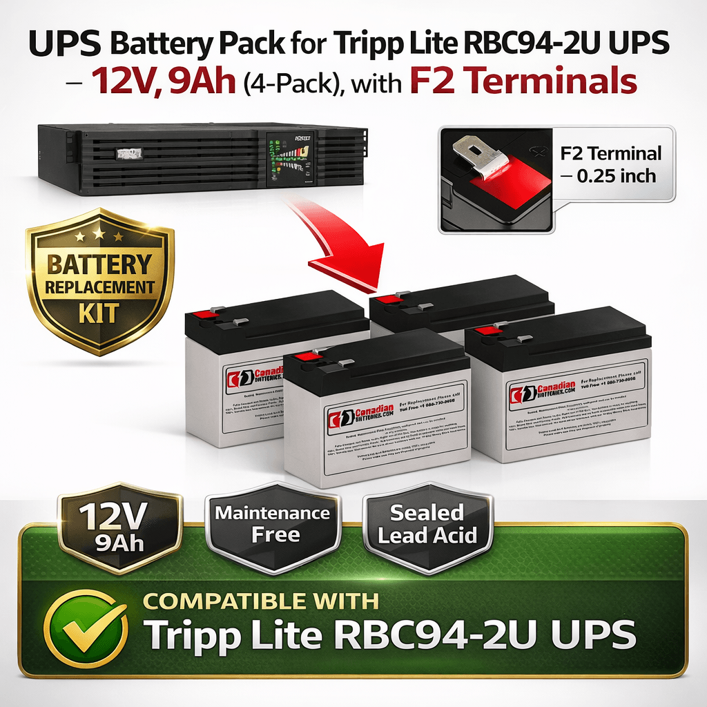 Batteries For Tripp Lite RBC94-2U UPS, 4 X 12v, 9ah - 108wh UPS Batteries CB Range