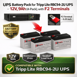 Batteries For Tripp Lite RBC94-2U UPS, 4 X 12v, 9ah - 108wh UPS Batteries CB Range