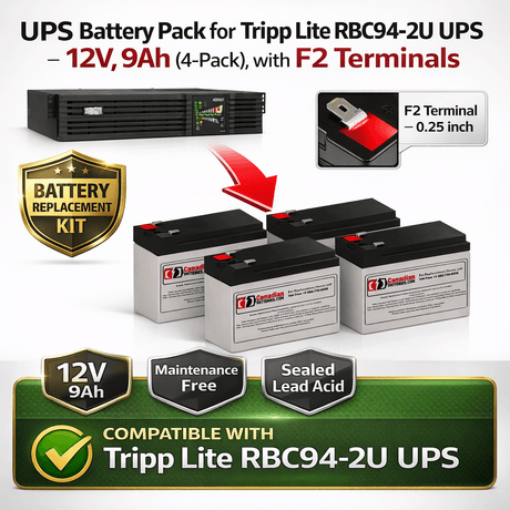 Batteries For Tripp Lite RBC94-2U UPS, 4 X 12v, 9ah - 108wh UPS Batteries CB Range