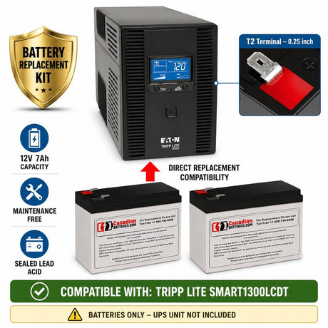 Batteries For Tripp Lite Smart1300lcdt UPS, 2 X 12v, 7ah - 84wh UPS Batteries CB Range