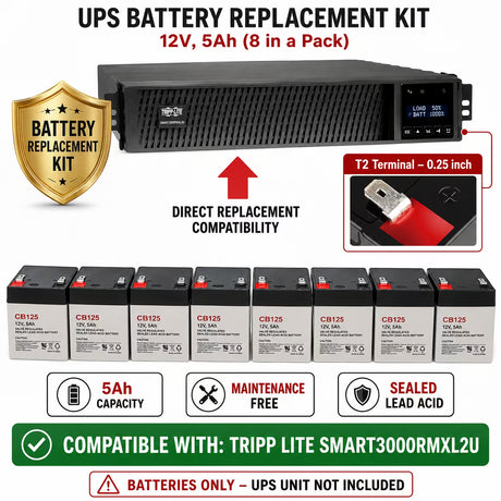 Tripp Lite Smart3000rmxl2u UPS Battery Replacement 8x 12V 5Ah UPS Batteries CB Range