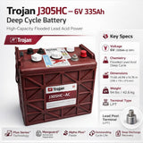 Trojan J305HC Deep Cycle Battery — 6V 335Ah (Flooded Lead Acid) Sealed Lead Acid (Special) Trojan