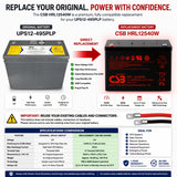 Replacement Battery for UPS12-495PLP – CSB HRL12540W 12V High-Rate AGM UPS Battery