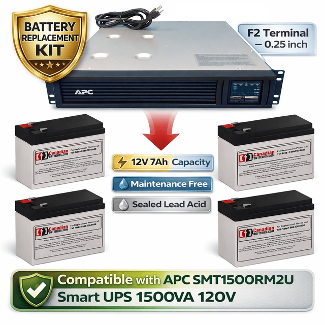 APC SMT1500RM2U Smart UPS 1500VA 120V, UPS Battery 4 X 12V 7Ah UPS Batteries CB Range