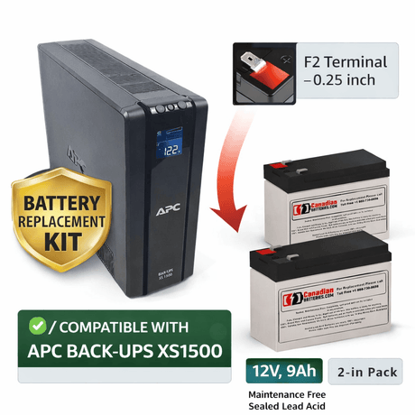 RBC123 Replacement Battery for APC Back-UPS Xs1500 12V 9Ah 2 Pack UPS Batteries CB Range