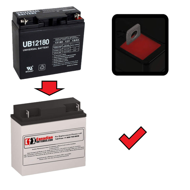 12V, 18Ah, replacement battery for Universal Ub12180 with NB terminals Sealed Lead Acid CB Generic