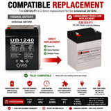 12V, 4Ah, replacement battery for Universal Ub1240 with F1 terminals Sealed Lead Acid CB Generic
