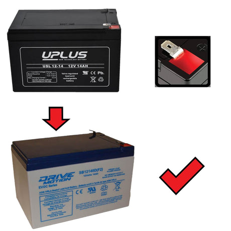 12V, 14Ah, replacement battery for Uplus Usl12-14 with F2 terminals Sealed Lead Acid CB Generic