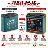 Xupai 6-DZF-20 Replacement Battery 12V 22Ah AGM F13 Threaded Sealed Lead Acid CB Generic