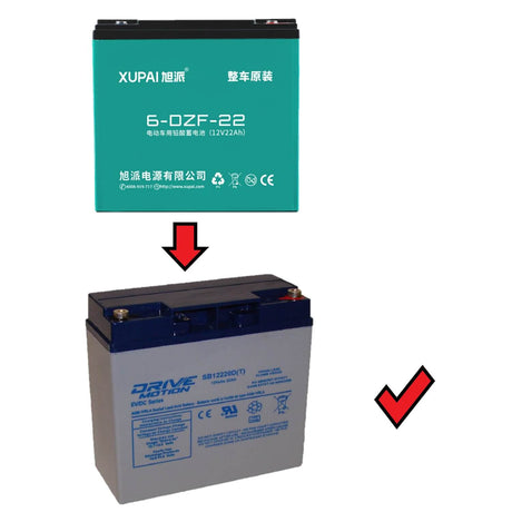 12V, 22Ah, replacement battery for Xupai 6-dzf-22 with F13 terminals Sealed Lead Acid CB Generic