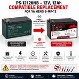 12V, 12Ah, replacement battery for Ya Heng 6-mf-12 with Nut & Bolt terminals Sealed Lead Acid (Special) CB Range