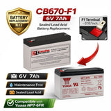 6V, 7.2Ah, replacement battery for Yuasa Np7-6fr with F1 terminals Sealed Lead Acid CB Generic