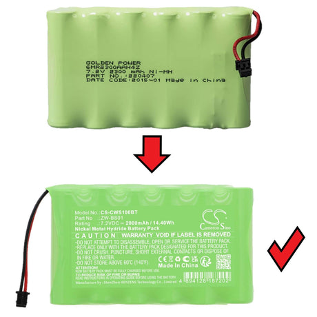 7.2v, Ni-mh, 2000mah, Alarm Battery Fits 6MR2300AAH4Z, Caddx, Zerowire Control Panel, 14.40wh Alarm System Cameron Sino Technology Limited