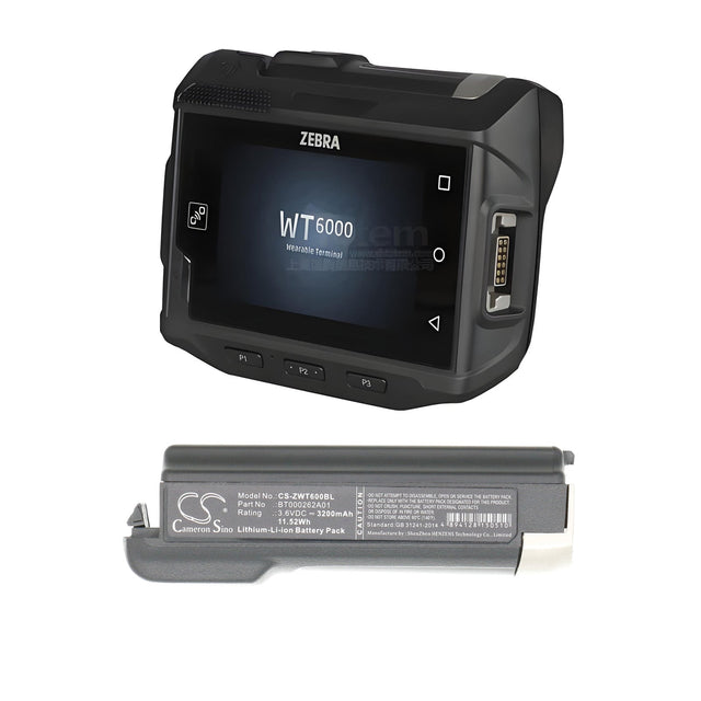 Barcode Scanner Battery For Zebra, Rs6000, Wt6000, Wt60a0 3.6v, 3200mah - 11.52wh Barcode Scanner Cameron Sino Technology Limited