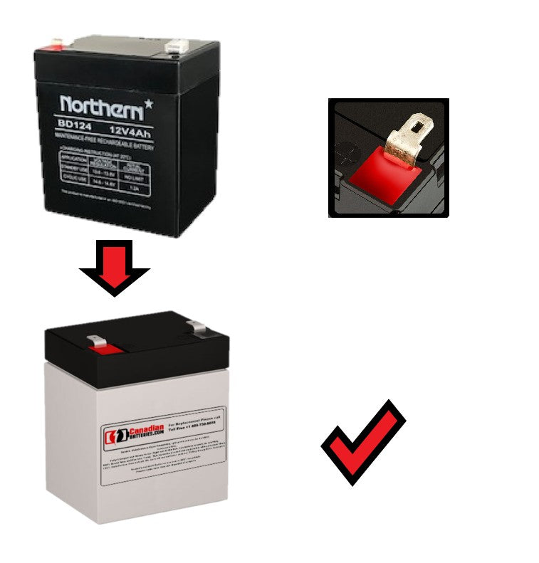 12V, 4Ah, replacement battery for Northern BAT124 with F1 terminals Sealed Lead Acid CB Generic