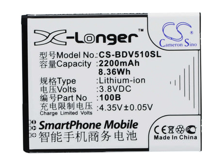 3.8V, Li-ion, 2200mAh, SmartPhone battery fits 100+, Baidu Cloud, 100b, V5, V5100b, 8.36Wh Mobile, SmartPhone Cameron Sino Technology Limited (Smartphone)