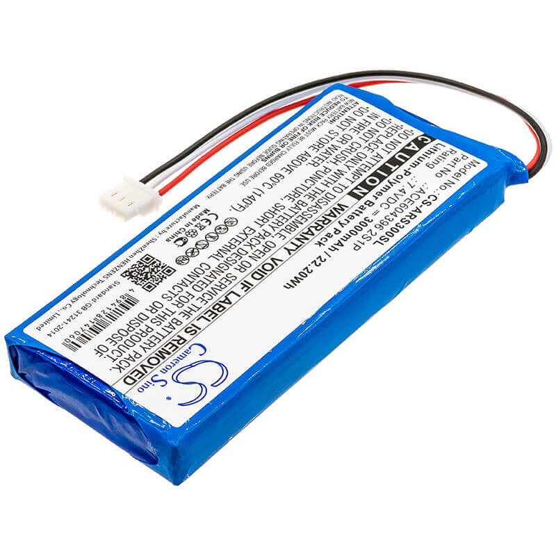 7.4V, Li-Polymer, 3000mAh, Equipment battery fits Aaronia, Ace604396 2s1p, Spectran HF-Rev.3, Spectran Hf-v4 Analyzer, 22.2Wh Equipment, Survey, Test Cameron Sino Technology Limited
