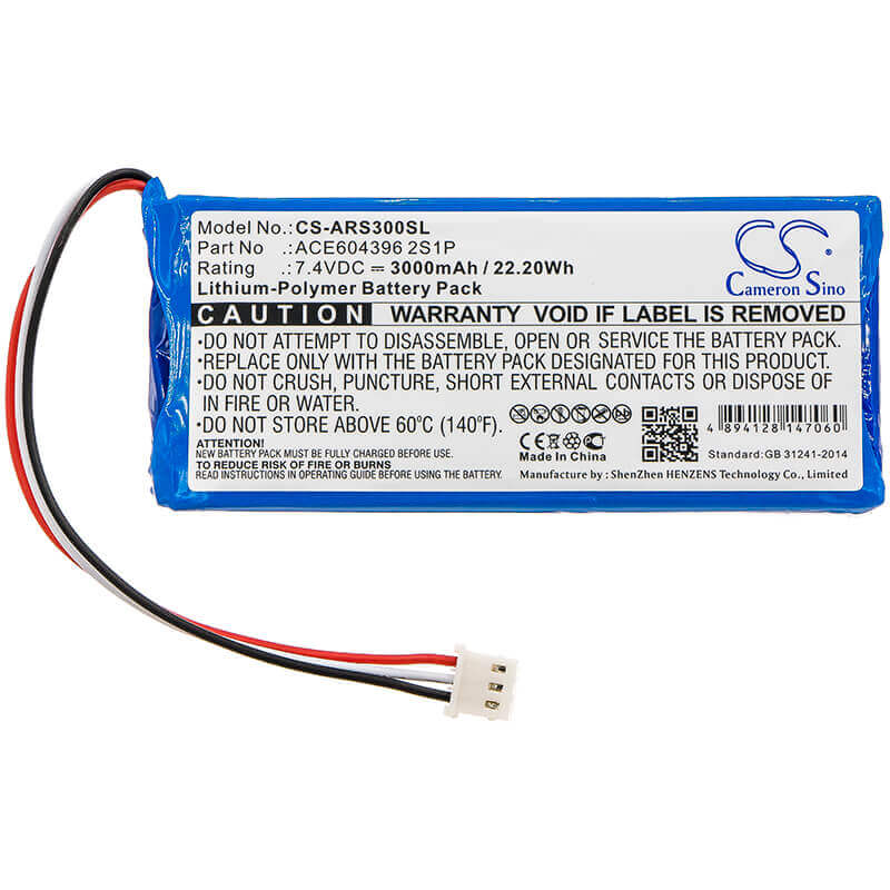 7.4V, Li-Polymer, 3000mAh, Equipment battery fits Aaronia, Ace604396 2s1p, Spectran HF-Rev.3, Spectran Hf-v4 Analyzer, 22.2Wh Equipment, Survey, Test Cameron Sino Technology Limited
