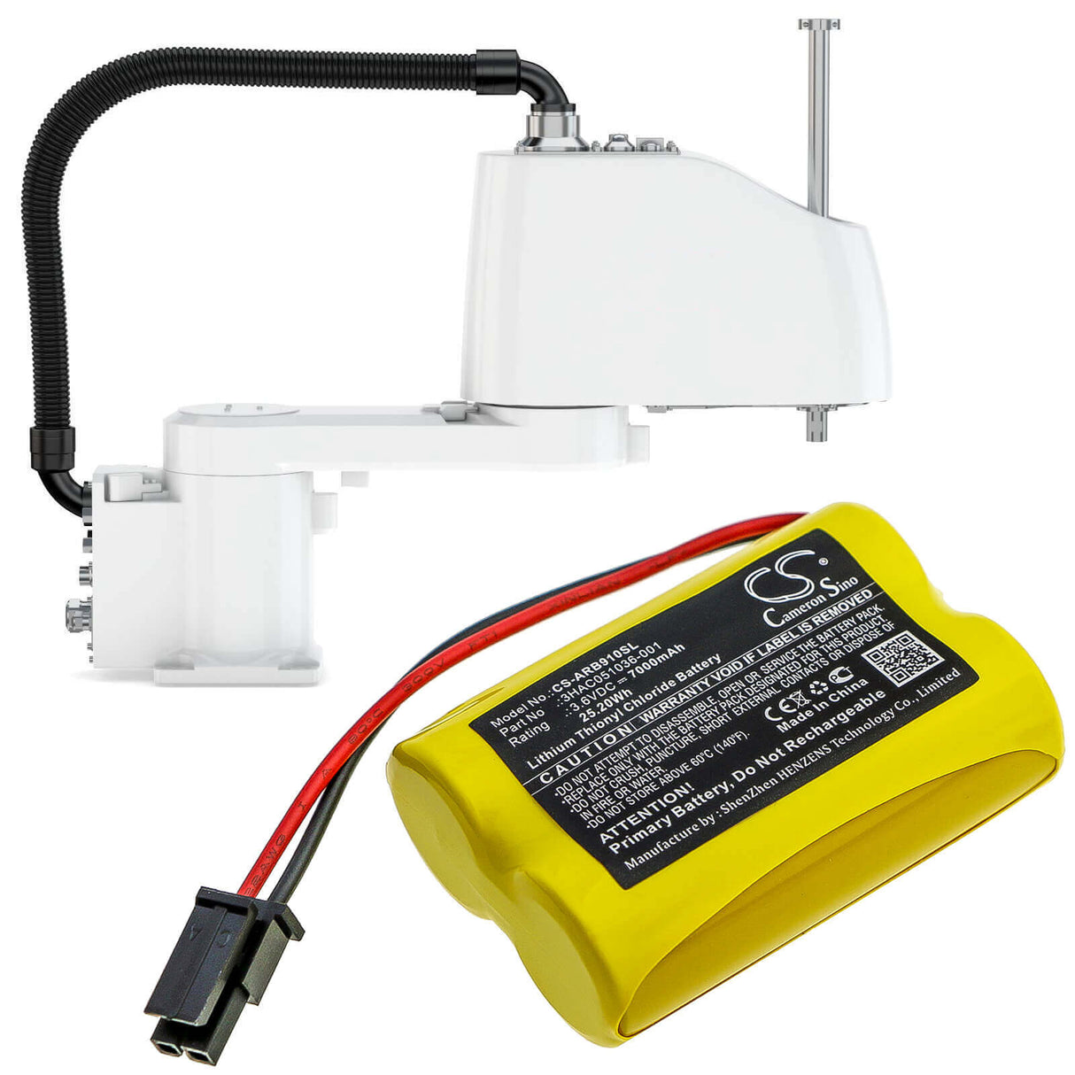 PLC Battery for Abb, 1s2 Pls17500, 3hac051036-001 Rev02, 3hac051036-001-c 3.6v, 7000mah - 25.20wh PLC Cameron Sino Technology Limited